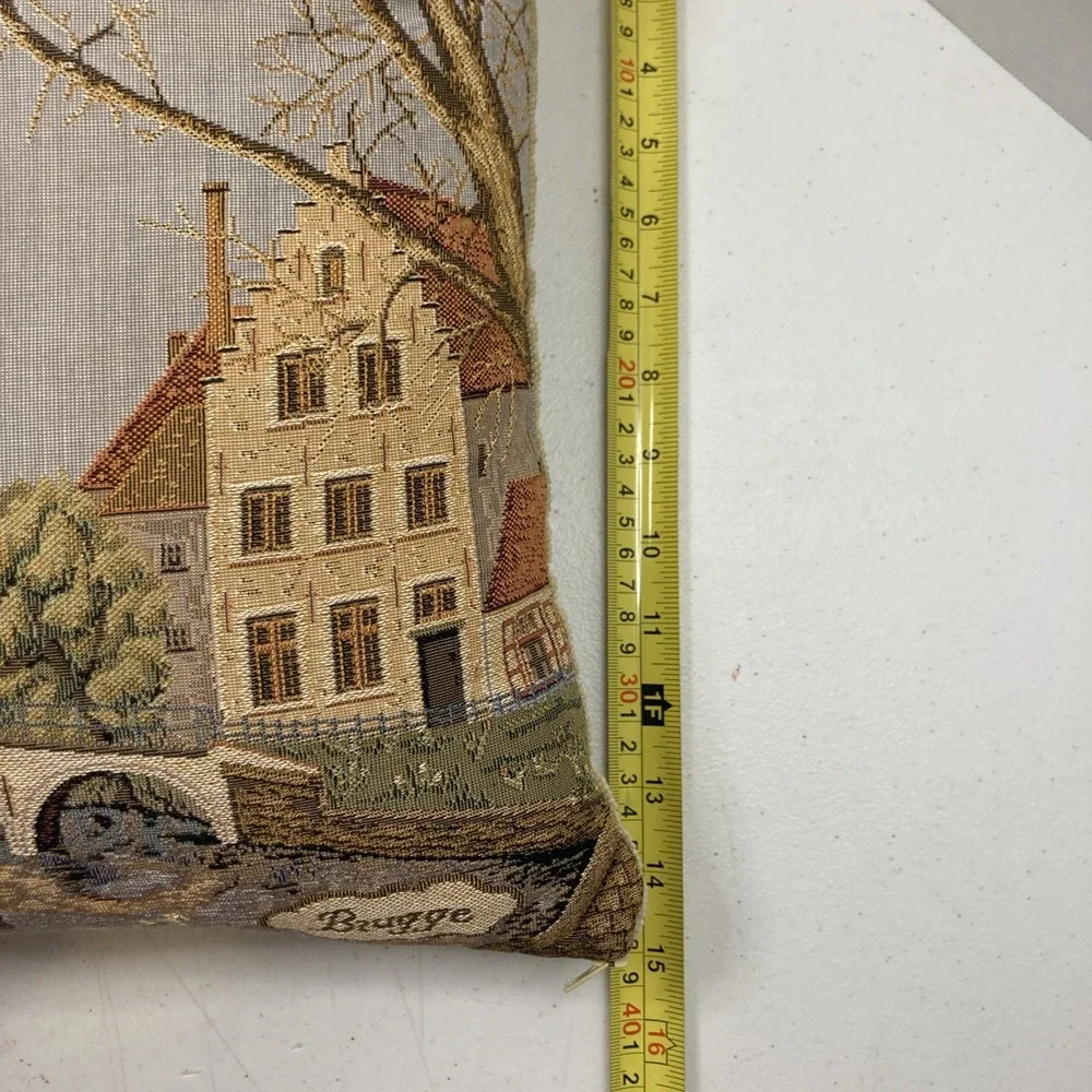 Vtg‎ Brugge Tapestry Pillow Finished Crewel Embroidery 1970s 15